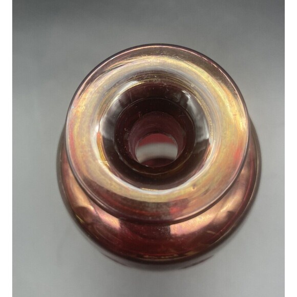 VTG Bohemian Czech Cut Glass Crystal Cranberry Decanter w/Faceted Stopper 10.25” - Picture 3 of 8